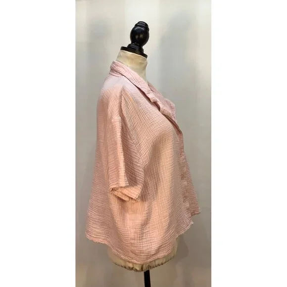 Womens XL Cotton Gauze Button-Down Shirt & Short Loungewear Casual JASON WU - Picture 4 of 13